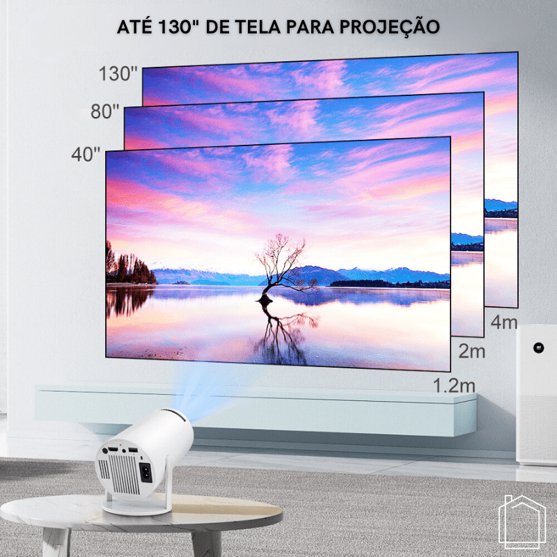 Projetor Portátil 4K 1080p      Cinema em Casa Ultra HD