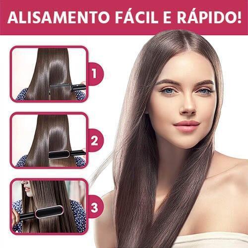 Escova Alisadora New Shine Conair™ 5 em 1 Alisa, Hidrata, Modela, Alinha e Anti-Frizz - Loja Urbano